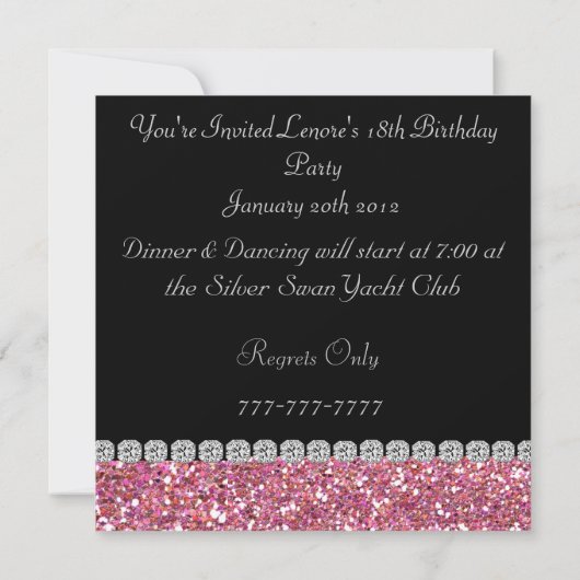Invitation GLAM 18e anniversaire (Dos)