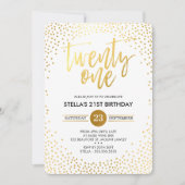 Invitation GLAM 21E ANNIVERSAIRE FÊTE mini en or confetti noi (Devant)