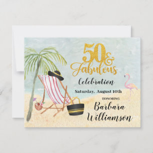 Invitation Glam 50 & Fabulous Beach Scene Party