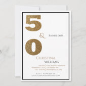 Invitation Glam 50 & Fabulous Black & Gold Birthday (Devant)