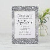 Invitation Glam à étincelles argentées (Debout devant)