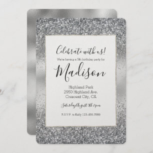 Invitation Glam à étincelles argentées