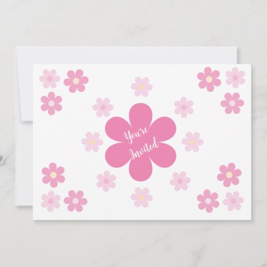 Invitation Glam à fleurs roses (Dos)