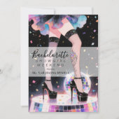 Invitation Glam and Funny Showgirl Dancing Disco Bachelorette (Devant)