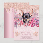 Invitation Glam Anniversaire Elegance Chien Parties scintilla (Devant / Derrière)