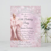 Invitation Glam Anniversaire rose argent hiver Wonderland Tia (Debout devant)