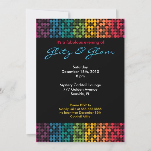 Invitation Glam arc-en-ciel (Dos)