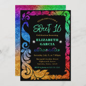 Invitation Glam arc-en-ciel Gradient Parties scintillant Peac (Devant / Derrière)