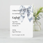 Invitation Glam Argent Bow Floral Anniversaire (Debout devant)