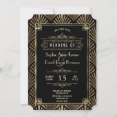 Invitation Glam Art Deco Black Gatsby 1920s Style Wedding (Devant)
