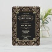 Invitation Glam Art déco Black Gatsby Sweet sixteen des année (Debout devant)