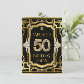 Invitation Glam Art Déco Fabuleux 50 Anniversaire (Debout devant)