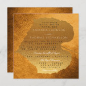 Invitation Glam Automne Automne Golden Copper Feuille Foil (Devant / Derrière)