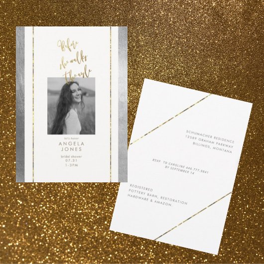 Invitation Glam avant qu'elle marche Photo Gold & Silver Brid