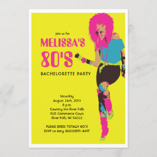 Invitation Glam Bachelorette Party des années 80