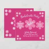 Invitation Glam-Barchelorette-Fleur Rose- (Devant / Derrière)