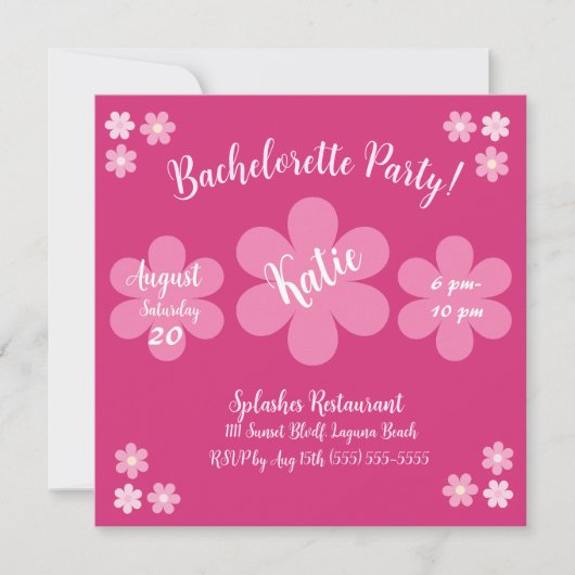 Invitation Glam-Barchelorette-Fleur Rose- (Devant)
