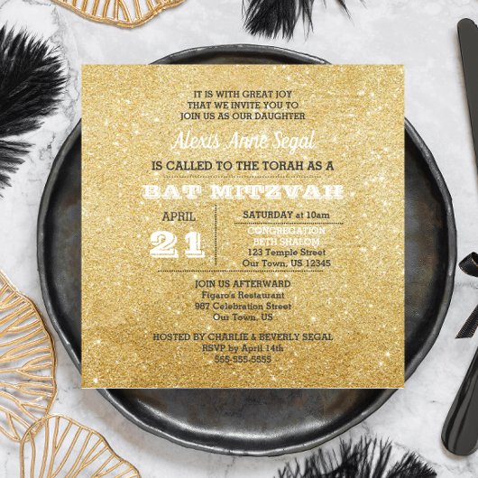 Invitation Glam Bat mitzvah de Parties scintillant diamant et