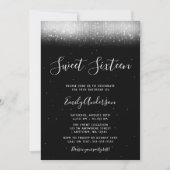 Invitation Glam Black and White Sweet 16 (Devant)