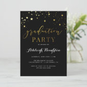 Invitation Glam Black & Gold Confetti Graduation Party (Debout devant)