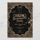 Invitation Glam Black & Gold Leopard Print Bachelorette Party (Devant)