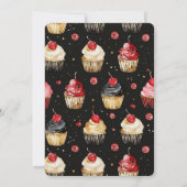 Invitation Glam Black Gold Parties scintillant Glitzy Cupcake (Dos)