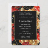 Invitation Glam Black Gold Parties scintillant Glitzy Floral (Devant)