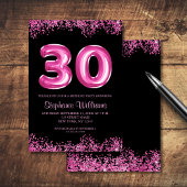 Invitation Glam Black Pink Foil 30e fête d'anniversaire