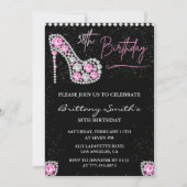 Invitation Glam Black Pink Silver Diamond 38e anniversaire (Devant)