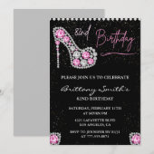 Invitation Glam Black Pink Silver Diamond 82e anniversaire (Devant / Derrière)