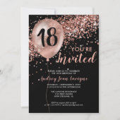 Invitation Glam Black Rose Gold Parties scintillant Balloon 1 (Devant)