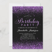 Invitation Glam Black Violet Parties scintillant Étincelle N' (Devant)