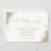 Invitation Glam blanc minimum Confetti or adulte Anniversaire (Devant)