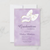Invitation Glam blanc or arc lavande aquarelle Graduation (Devant)