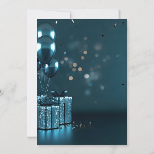 Invitation Glam bleu étincelant 50e fête d'anniversaire surpr (Dos)