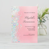Invitation Glam Bling Quinceanera, Parties scintillant blanch (Debout devant)
