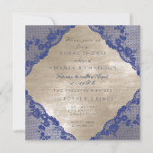 Invitation Glam Blue Navy dentelle ivoire velours Fête des ma (Devant)