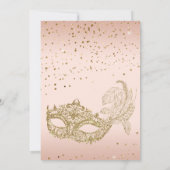 Invitation Glam Blush Parties scintillant or rose Masquerade  (Dos)