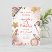 Invitation Glam Blush Pink Spa Birthday Party (Debout devant)