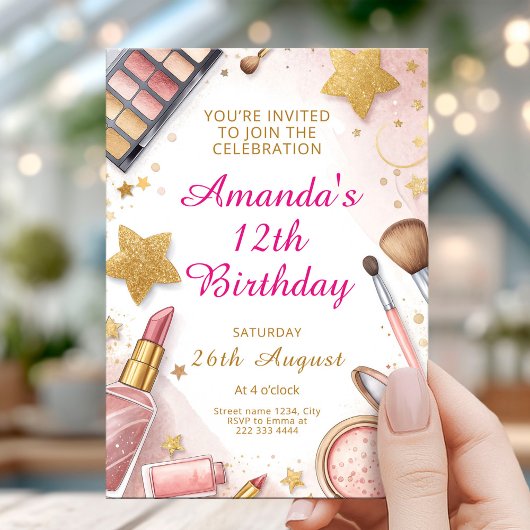 Invitation Glam Blush Pink Spa Birthday Party