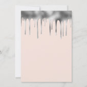 Invitation Glam Blush Rose Argent Paillement de Feuille 50e A (Dos)