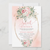 Invitation Glam Blush Rose Gold Frame 16th Birthday Invite (Devant)