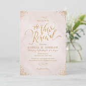Invitation Glam blush rose or calligraphie voeu renouvellemen (Debout devant)