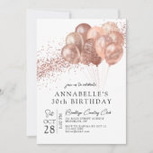 Invitation Glam Blush Rose Rose or Parties scintillant Balloo (Devant)