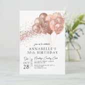 Invitation Glam Blush Rose Rose or Parties scintillant Balloo (Debout devant)