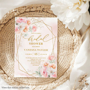 Invitation Glam Boho Blush Gold Parties scintillant Invitatio