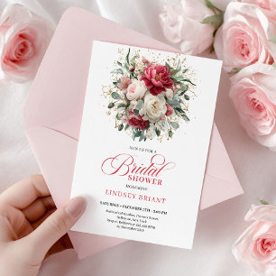Invitation Glam Boho Bourgogne Blush Floral Greenery Shower