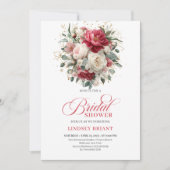 Invitation Glam Boho Burgundy Blush Floral Greenery Shower (Devant)