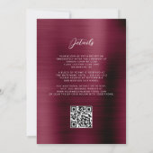 Invitation Glam Bourgogne en métal brossé QR Code Mariage (Dos)