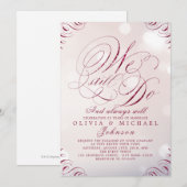 Invitation Glam burgundy calligraphie vintage NOUS LE FAISONS (Devant / Derrière)